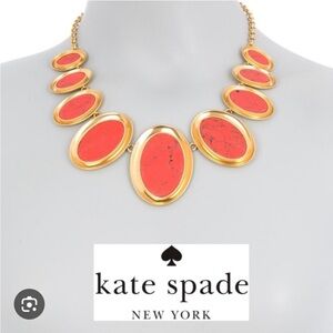 Kate Spade orange & gold oval statement necklace